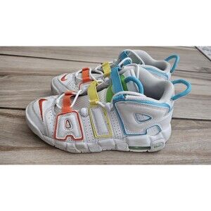 Nike Air More Uptempo Mid White Rainbow Kid's Casual Colorful Sneakers Size 6Y